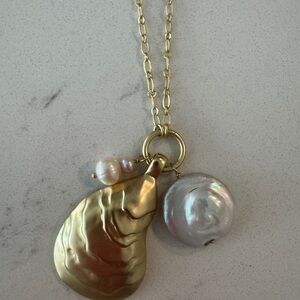 Oyster 🦪 Gold and Pearl Pendant Necklace